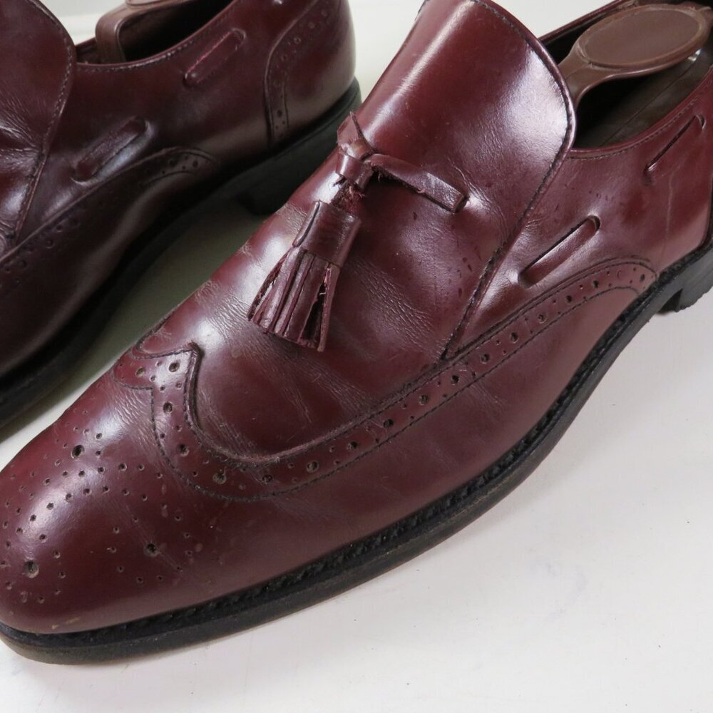 VTG Men's Stafford Leather Burgundy Shoes 8(D) Slip-on Loafer Tassels
